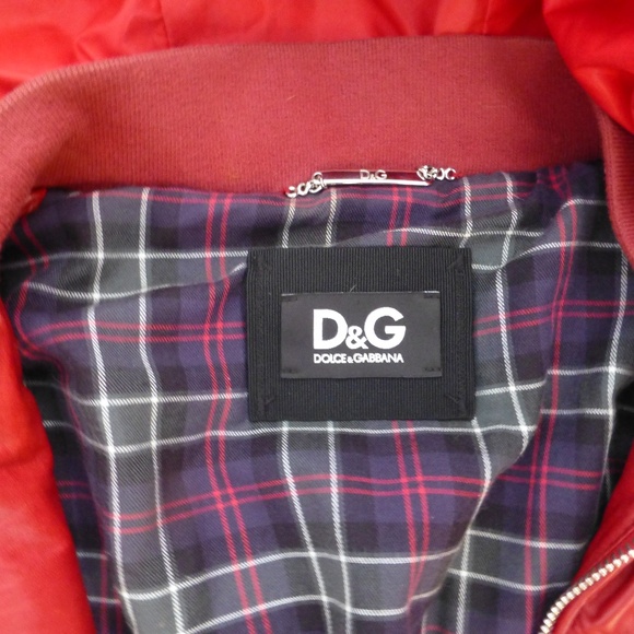 D&G Red Leather Puffer Jacket w/ Hood | Tartan Lining | XS - Picture 9 of 12
